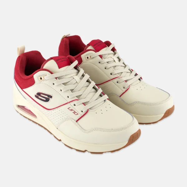 سكيتشرز حذاء رجالي Uno Suroka برباط للخروج، بيج/أحمر