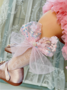 زوج واحد من جوارب شبكة صيد السمك الملونة الصلبة بعقدة فيونكة لامعة ولؤلؤ مزخرف بالزهور للفتيات 8 2025 02 18 18 46 15 1pair Girls Flower Embellished Pearl Glitter Bow Knot Solid Colored Fishnet S