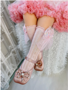 زوج واحد من جوارب شبكة صيد السمك الملونة الصلبة بعقدة فيونكة لامعة ولؤلؤ مزخرف بالزهور للفتيات 10 2025 02 18 18 46 47 1pair Girls Flower Embellished Pearl Glitter Bow Knot Solid Colored Fishnet S