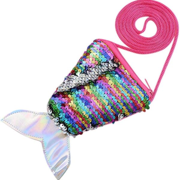 حقيبة الأطفال وعملة المحافظ حقائب الكتف الحبل الترتر عملة حقيبة حورية البحر ذيل حقيبة يد الترتر ذيل السمكة تصميم محفظة نسائية للعملات المعدنية