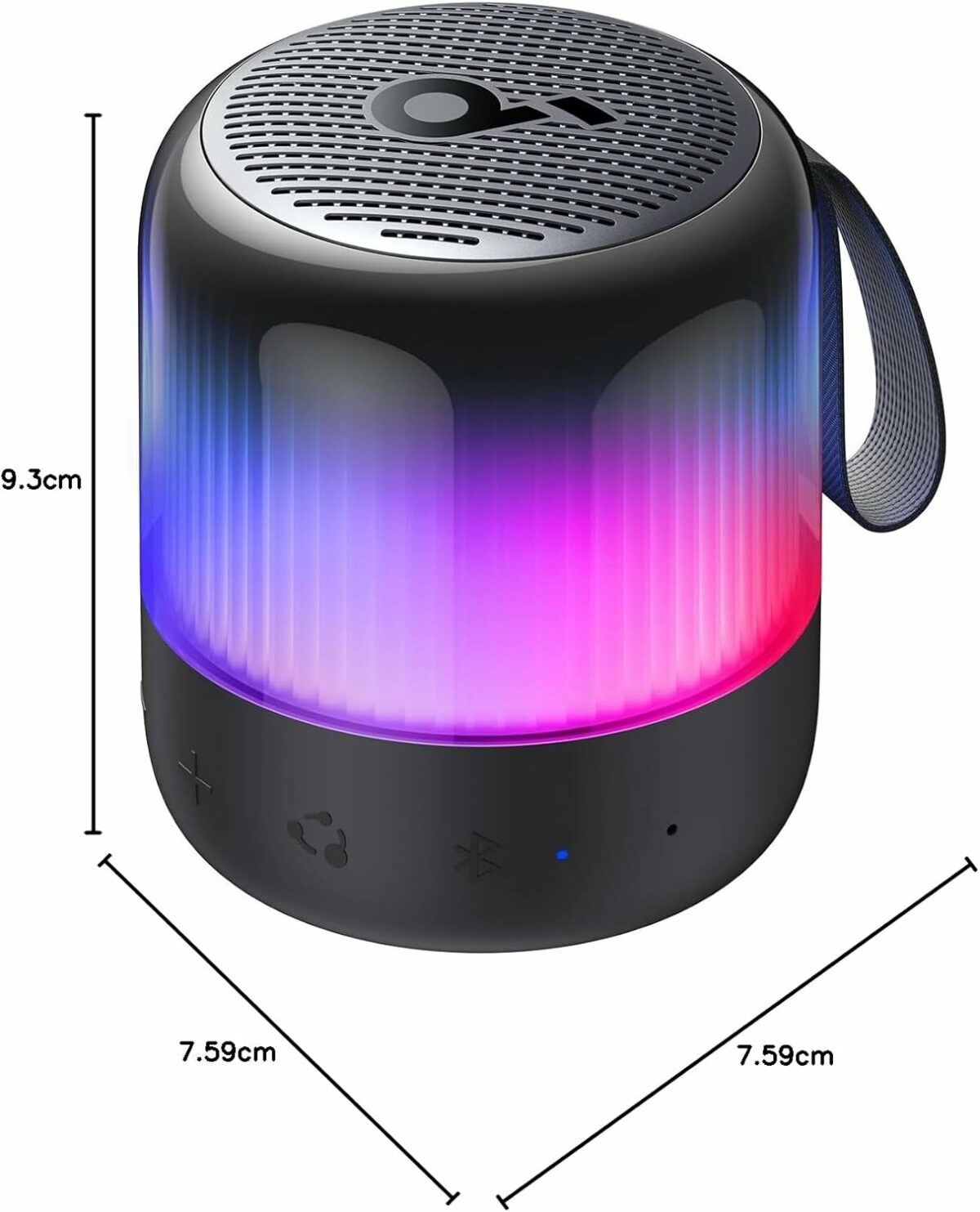 Soundcore Glow Mini Portable Speaker, Bluetooth Speaker with 360° Sound, Light Show, 12H Battery, Customizable EQ and Light, IP67 Waterproof and Dustproof, for Camping, Home, and Beach Parties