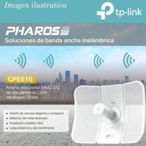 TP-Link CPE610 High Power Outdoor CPE/Access Point, 5GHz 300Mbps, 802.11N/A, Dual-Polarized 23DBI Directional Antenna, Passive POE,White