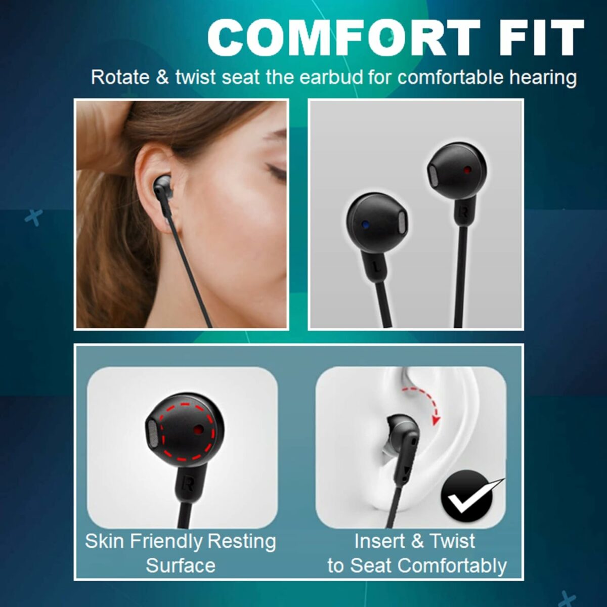 JBL TUNE 215BT - Wireless earbud headphones with Bluetooth 5.0, built-in microphone, and 16 hour battery life, in black