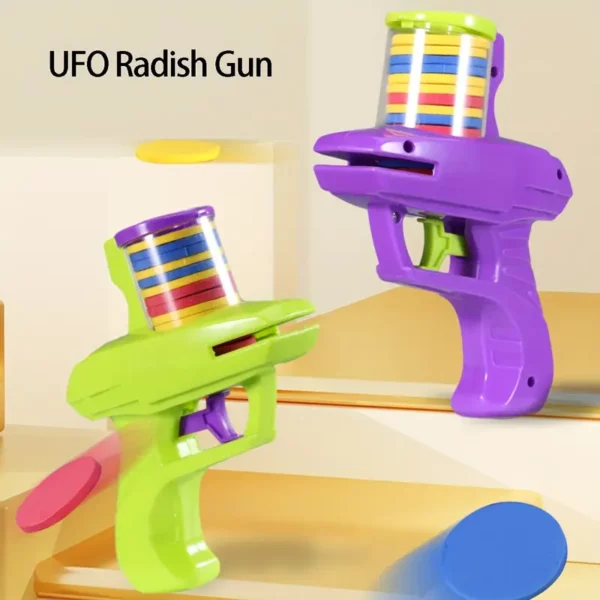 قاذف ألعاب تفاعلي للقطط مع أقراص طائرة - مسدس لعب رغوي هادئ وخالي من البطاريات للقطط الكبيرة