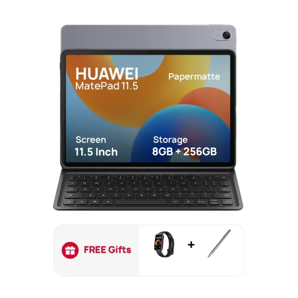 HUAWEI MatePad Tablet, 8GB RAM, 256GB Storage, 11.5-inch Display, PaperMatte Edition, 2.2K Resolution, Gray with Smart Keyboard & Band 9-Black & M-Pencil Lite