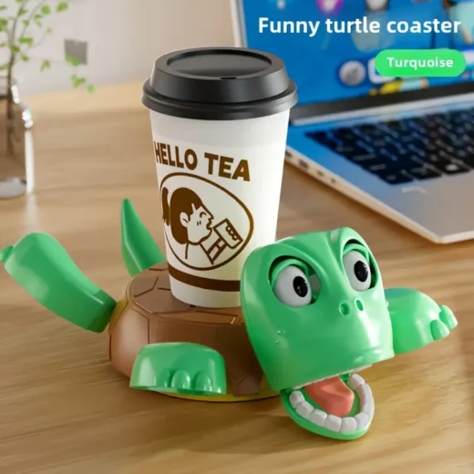حامل أكواب على شكل سلحفاة بحرية، تصميم ثلاثي الأبعاد لطيف لحماية مكتبك، حامل أكواب PVC لطيف ومتين وحامي للمكتب