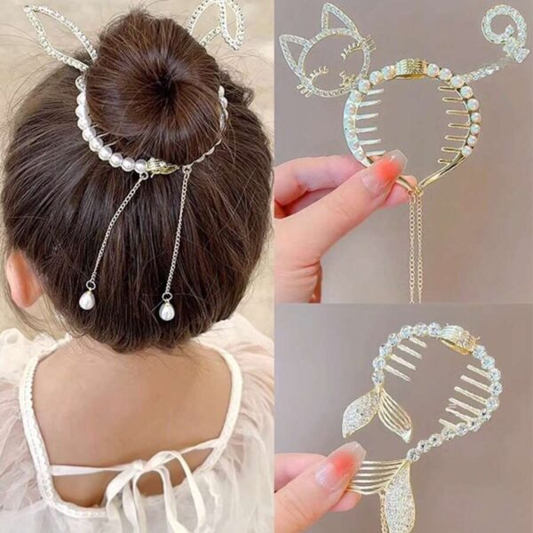 مشبك شعر بتصميم دبوس لؤلؤة