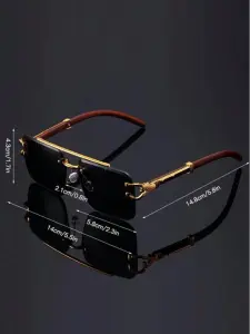 نضارة شمس باطار بطبعة جلد الفهد 2 2025 05 17 14 35 21 1pc Luxury Leopard Print Frame Glasses Black Mirrored PC Lenses Metal Hinges