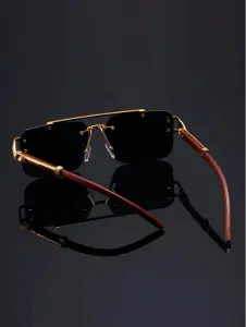 نضارة شمس باطار بطبعة جلد الفهد 3 2025 05 17 14 35 40 1pc Luxury Leopard Print Frame Glasses Black Mirrored PC Lenses Metal Hinges