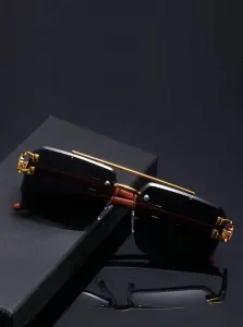 نضارة شمس باطار بطبعة جلد الفهد 4 2025 05 17 14 36 01 1pc Luxury Leopard Print Frame Glasses Black Mirrored PC Lenses Metal Hinges