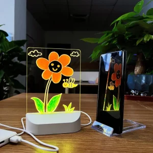 مصباح أكريليك مضيء قابل للمسح مع شحن USB، تصميم ثلاثي الأبعاد على شكل زهرة ودودة، 4 2dbc4010 c577 45a8 91c6 a053e316fff0