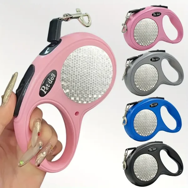 حبل كلب قابل للسحب بتصميم عاكس ومتين مصنوع من مادة ABS، مع مقبض مثالي للمشي وتدريب