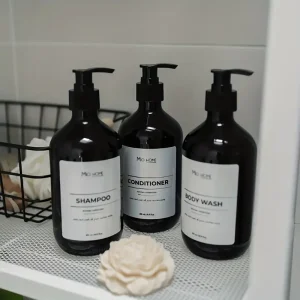 زجاجات الشامبو والبلسم والصابون مع مضخة سوداء وملصقات توضيحية، عبوة من 3 قطع بسعة 500 مل قابلة لإعادة التعبئة 2 3e689cf6a4ef9115fde5f96c85989af8