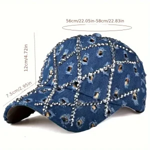 قبعة بيسبول دينيم ممزقة بتصميم فينتاج جديد، تصميم كاجوال مخطوم يدويًا على شكل معين، مثالية للأزياء المتقدمة - إكسسوارات للعشاق. 2 5ca0a474 19b1 11f0 a1d5 0a580a632787