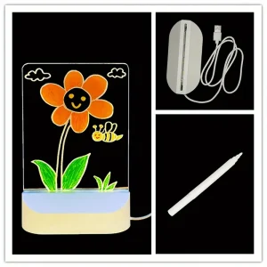 مصباح أكريليك مضيء قابل للمسح مع شحن USB، تصميم ثلاثي الأبعاد على شكل زهرة ودودة، 7 66cb54fa de33 42c2 83d4 85a6d3e2771d