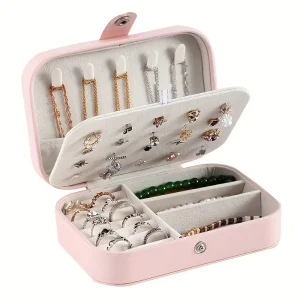 منظم مجوهرات وردي محمول ذو طبقتين، مناسب للأقراط والخواتم والسلاسل – مقاوم للصدأ 2 8c940ee7 493e 4984 b17a 8c037c371a66