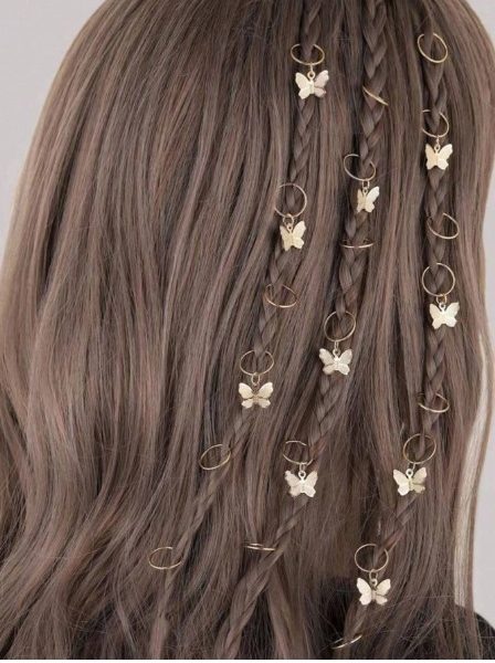10 قطعة من حلقات الشعر المعدنية على شكل فراشة للضفائر، إكسسوارات الشعر البانك