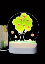 مصباح أكريليك مضيء قابل للمسح مع شحن USB، تصميم ثلاثي الأبعاد على شكل زهرة ودودة، - الصورة 8