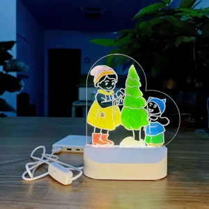 مصباح أكريليك مضيء قابل للمسح مع شحن USB، تصميم ثلاثي الأبعاد على شكل زهرة ودودة، 13 dac47c48 70ac 4bd7 88b9 3535e5a0e200