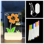 مصباح أكريليك مضيء قابل للمسح مع شحن USB، تصميم ثلاثي الأبعاد على شكل زهرة ودودة، - الصورة 10