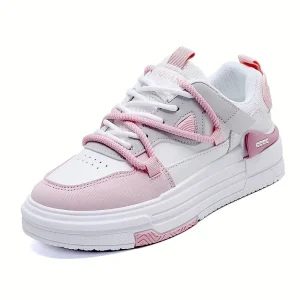 حذاء سنيكرز تزلج خفيف للنساء، تصميم أنيق أنثوي كاجوال بنعل TPU ولون بينك وأبيض 8 ef3c6fb4 b0c9 4ad3 aa32 da82d0f05982