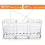 منظم مكياج حامل فرش وأقلام تجميل من الأكريليك، تصميم صغير بثلاث فتحات متعددة الاستخدام، مثالي للمنزل أو السفر - الصورة 6