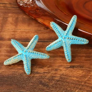 أقراط نجم البحر تركواز وذهبي، تصميم شاطئي أنيق للنساء مميز مستوحى من البحر يمنح إطلالة ناعمة وعصرية 2 071aa27a 633c 41b8 977b ad78a80704fc