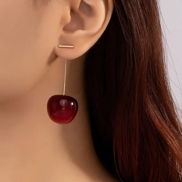 Colorful Dangle Cherry Earrings – Cute & Fun Studs for Girls