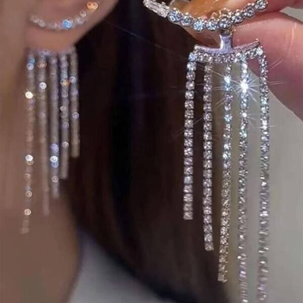 Rhinestone Tassel Earrings | Elegant Drop Jewelry for Party & Evening Wear 2025