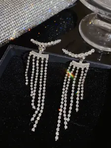 أقراط نسائية شرّابة متدلية مرصعة بأحجار لامعة، فخامة وأناقة في كل سهرة، مثالية للحفلات، السهرات، حفلات الزفاف 4 16903610226cc67e1a87251f407f56d1b037f8b504