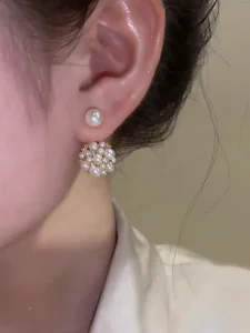 أقراط لؤلؤ نسائية فرنسية أنيقة، تصميم أمامي وخلفي بسيط أنيق وفاخر لكل المناسبات 3 16924334140ac250d855e9f56160c3e037598218e1