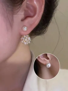 أقراط لؤلؤ نسائية فرنسية أنيقة، تصميم أمامي وخلفي بسيط أنيق وفاخر لكل المناسبات 5 1692433414575429a1c3898424ae9329e8c0a267e5