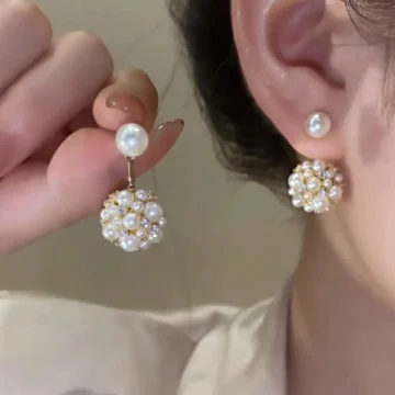 Elegant French-Inspired Faux Pearl Front & Back Earrings – Simple & Classy Design