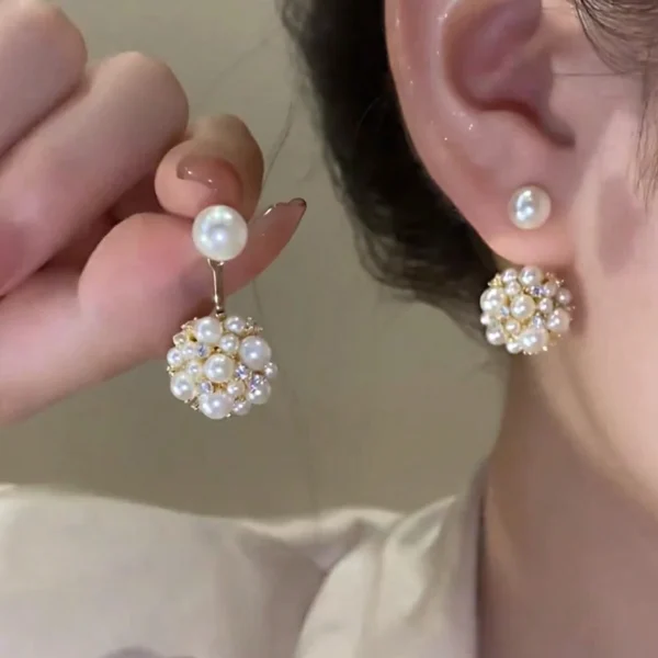 Elegant French-Inspired Faux Pearl Front & Back Earrings – Simple & Classy Design