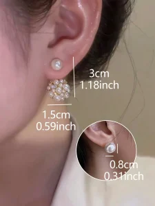 أقراط لؤلؤ نسائية فرنسية أنيقة، تصميم أمامي وخلفي بسيط أنيق وفاخر لكل المناسبات 1 169243341522a2a70c29e11f7f2041393d30b5e235