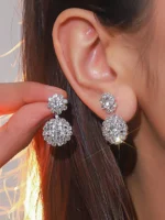 Hollow Flower Silver Plated Earrings | Elegant Bridal & Daily Wear Dangle Jewelry for Women 2025