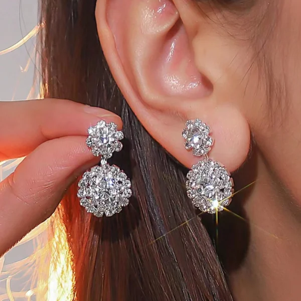 Hollow Flower Silver Plated Earrings | Elegant Bridal & Daily Wear Dangle Jewelry for Women 2025