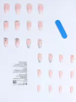 ⁦طقم أظافر صناعية لوزية جاهزة، 24 قطعة مع أدوات، تصميم عصري وأنيق يناسب الحفلات، الرقص، والخروج اليومي⁩ - الصورة ⁦3⁩