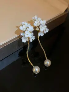 أقراط نسائية طويلة مزينة بشرابات ولآلئ، هدية أنثوية أنيقة لعيد الأم وعيد الحب، تصميم زهري أنثوي أنيق وجذاب 6 17110025730995fa1dcea48dae8bad04e4945f64d5