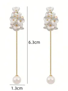 أقراط نسائية طويلة مزينة بشرابات ولآلئ، هدية أنثوية أنيقة لعيد الأم وعيد الحب، تصميم زهري أنثوي أنيق وجذاب 1 1711002573dffe5f9096ea69cd030ef1e39cc665ef