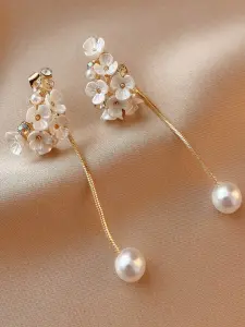 أقراط نسائية طويلة مزينة بشرابات ولآلئ، هدية أنثوية أنيقة لعيد الأم وعيد الحب، تصميم زهري أنثوي أنيق وجذاب 4 17110025760bec4ab02b64c801f4f4790771903664