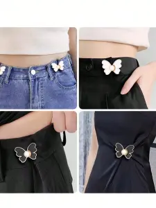 مشبك خصر بشكل فراشة مع زر لؤلؤي، مثبت خصر للبنطلونات والتنانير الجينز بدون حفر 4 17166217116852a4f9fba4a7e4718805d4a27f30f9