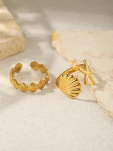 طقم خواتم نسائية بتصميم بحري من ستانلس ستيل، نجمة بحر وصدفة، إكسسوار يومي أنيق 4 1722509111c05300d97990c69f3e81cdc27bac6b8f