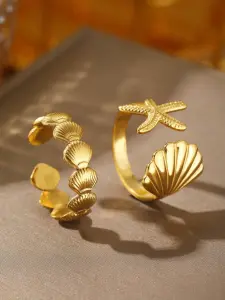 طقم خواتم نسائية بتصميم بحري من ستانلس ستيل، نجمة بحر وصدفة، إكسسوار يومي أنيق 5 172250911265b1b4b77a3f4d204773e76d0435a7e0