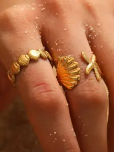 طقم خواتم نسائية بتصميم بحري من ستانلس ستيل، نجمة بحر وصدفة، إكسسوار يومي أنيق 2 172250911275e1ab7e8e1824034215dae6fe8b8011