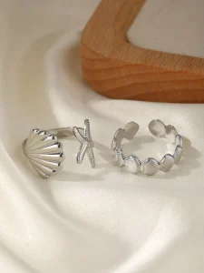 طقم خواتم نسائية بتصميم بحري من ستانلس ستيل، نجمة بحر وصدفة، إكسسوار يومي أنيق 9 1722509112b894433fe38e04b5d26ab2930a067ba1
