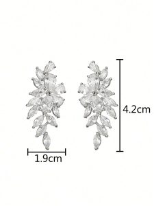 أقراط أوروبية نسائية طويلة بتصميم أوراق براقة، أناقة عرائس فاخرة، تناسب حفلات الزفاف، الخطوبة، والسهرات الرسمية 1 17282178997a8c064af87581494758492e4bd6221e