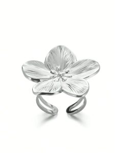 خاتم نسائي زهرة ذهبية من الستانلس ستيل، تصميم مفتوح أنيق للهدايا والزفاف، مناسب للاستخدام اليومي 8 17290693122499602d79767ba996ff424e7e5b32dd