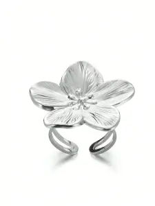 خاتم نسائي زهرة ذهبية من الستانلس ستيل، تصميم مفتوح أنيق للهدايا والزفاف، مناسب للاستخدام اليومي 8 17290693122499602d79767ba996ff424e7e5b32dd