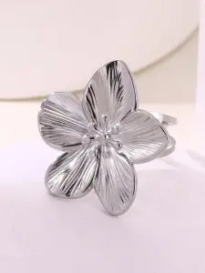 خاتم نسائي زهرة ذهبية من الستانلس ستيل، تصميم مفتوح أنيق للهدايا والزفاف، مناسب للاستخدام اليومي 2 1729069314f737ad9e692bef237f6d3f34536384e7